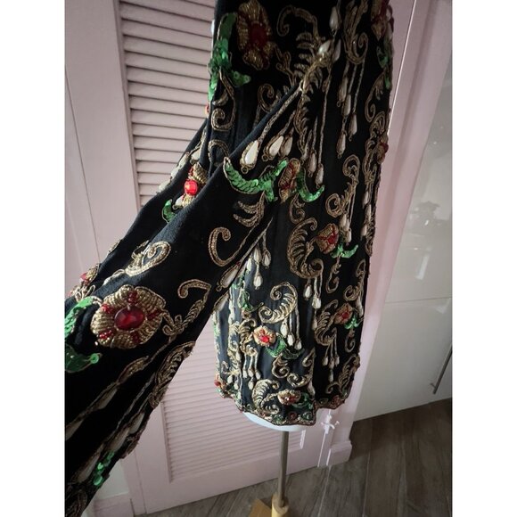 ART DECO Sz S/M Beaded Blouse Concetta Rafanello St. Martin Sequin GLAMOROUS - Picture 13 of 16